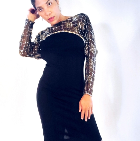 Vintage Dresses & Skirts - Veena Vintage Beaded Cocktail Dress